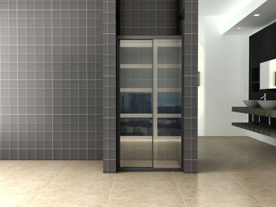 Wiesbaden Douchedeur Skyline Nisdeur Schuifdeur 140x200cm Mat Zwart Antikalk Helder Glas 8mm Veiligheidsglas Easy Clean - Foto 2