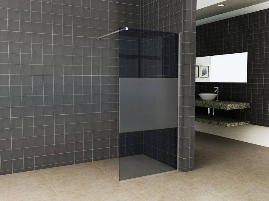 Wiesbaden Inloopdouche 110x200cm Antikalk Rook Mat Glas 8mm Veiligheidsglas Excl. Stabilisatiestang en Profielset - Foto 2