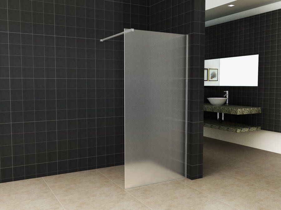 Wiesbaden Slim | profielset 200 cm + 120 cm stabilisatiestang | Incl.Glas- en muurkoppeling | Geborsteld staal