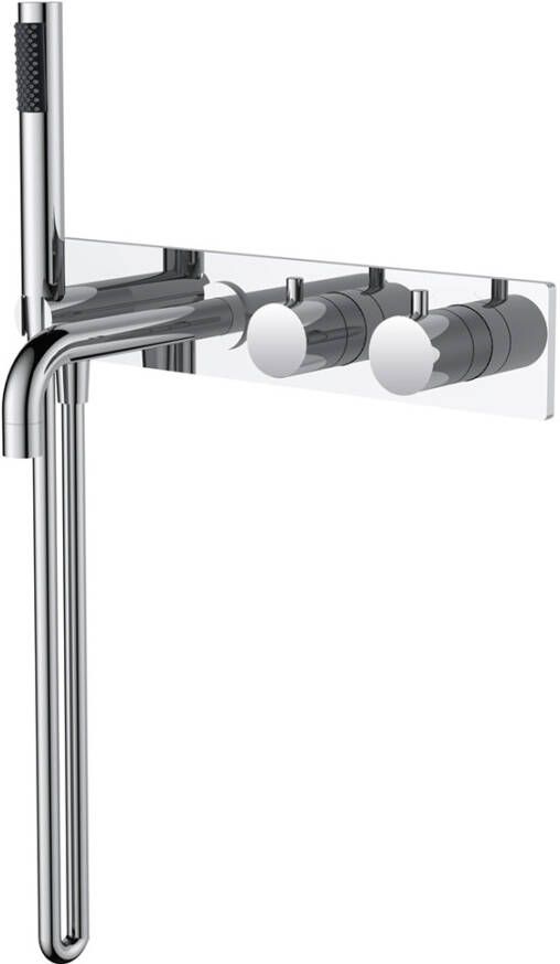 Wiesbaden Badkraan Style Inbouw Thermostatisch Rond Chroom met Handdoucheset 2 Greeps