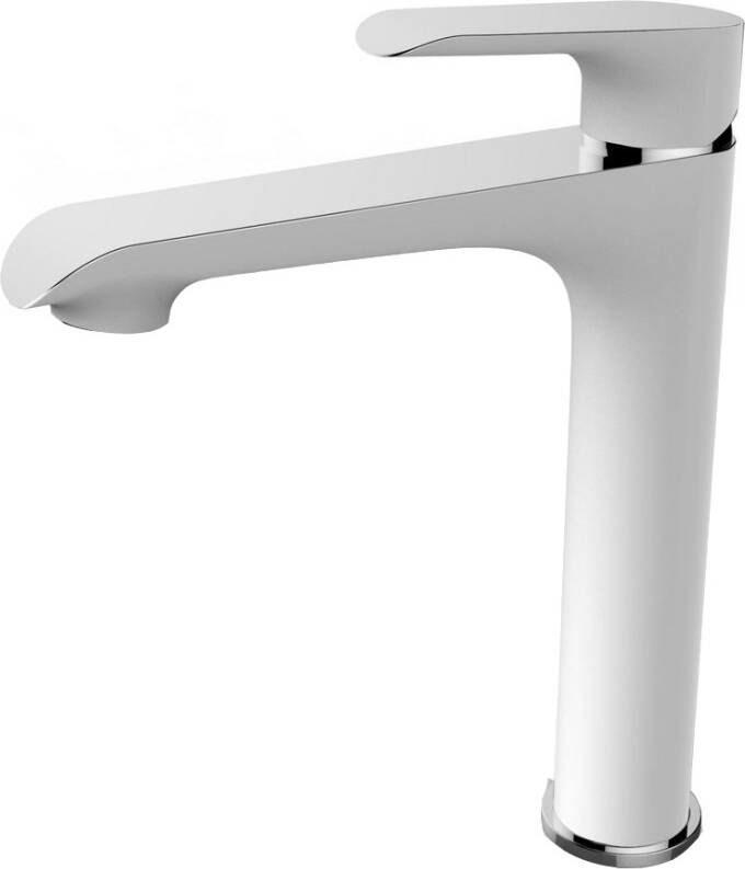 Wiesbaden Wastafelkraan Mona Opbouw Hoog Mengkraan Rond Chroom Wit 1 Greeps - Foto 2