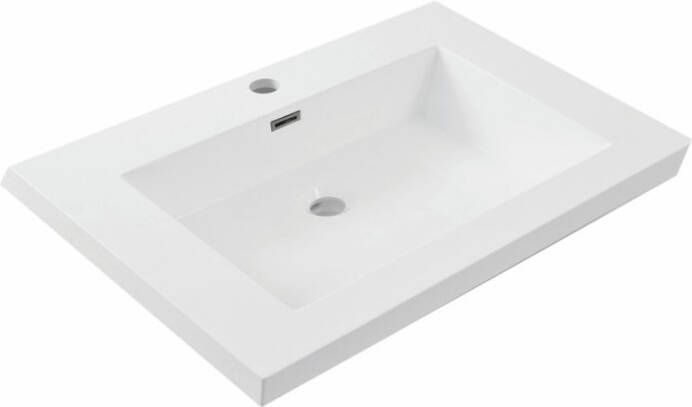 Wiesbaden Meubelwastafel Vision Rechthoek 60x47x5 5cm Kunstmarmer Glans Wit 1 Kraangat Overloop