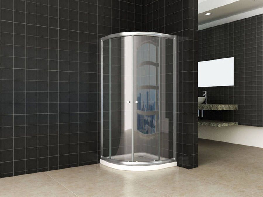 Xellanz Douchecabine Eco Kwartrond Schuifdeur 90x90x190cm Helder Glas Chroom Profiel 5mm Veiligheidsglas Easy Clean