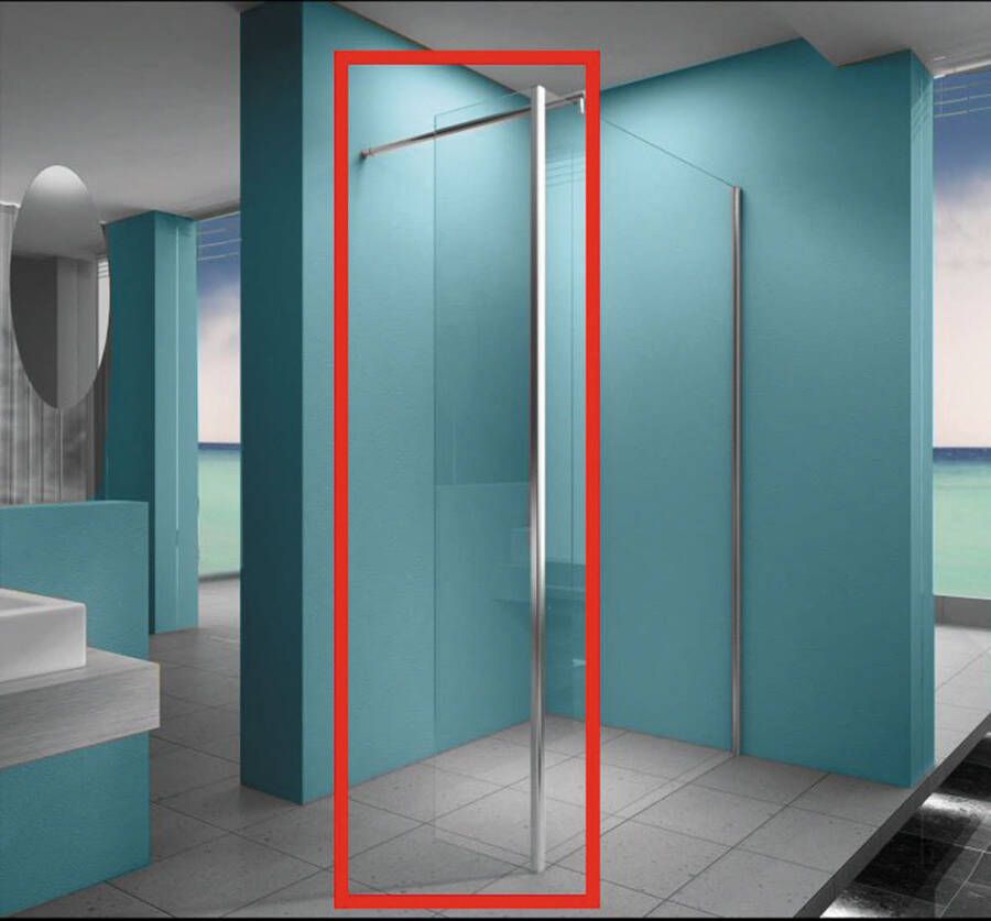 Xellanz Eco zijwand met hoekprofiel 300 x 2000 x 8 mm nano helder glas chroom