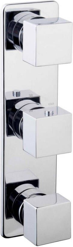 Xellanz Douchekraan Rombo 15cm Hartafstand Thermostatisch Inbouw Vierkant Chroom 3 Greeps