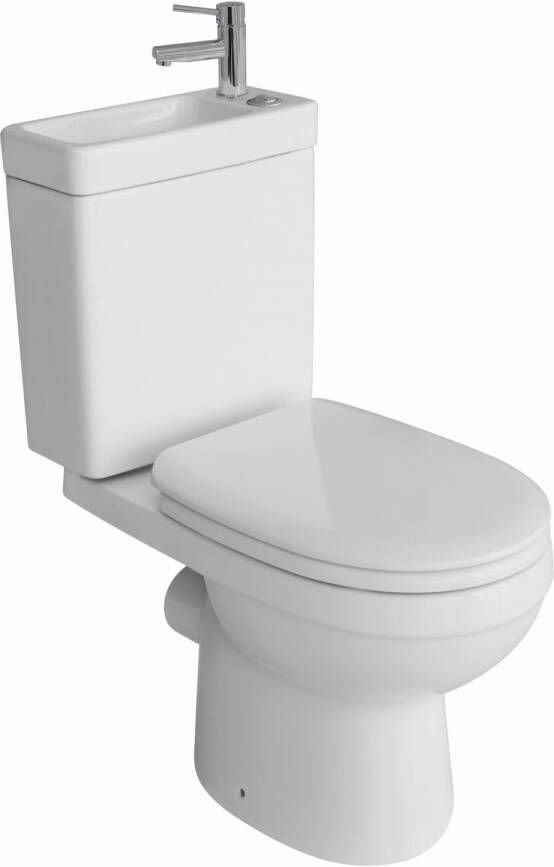 Allibert duoblok toiletset 81x65x36.5cm inclusief porseleinen fontein met kraan en afvoer keramiek wit 821234