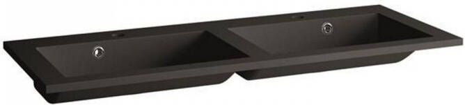 Allibert Slide solid surface wastafel met twee kraangaten 120cm zwart graniet