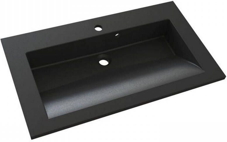 Allibert Slide solid surface wastafel met kraangat 80cm zwart graniet