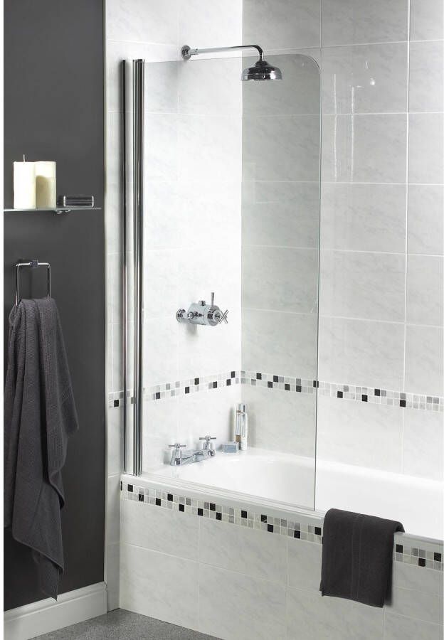 Aqualux Badwand Shine Badscherm Helder Glas 85x150 cm 6mm Zilver