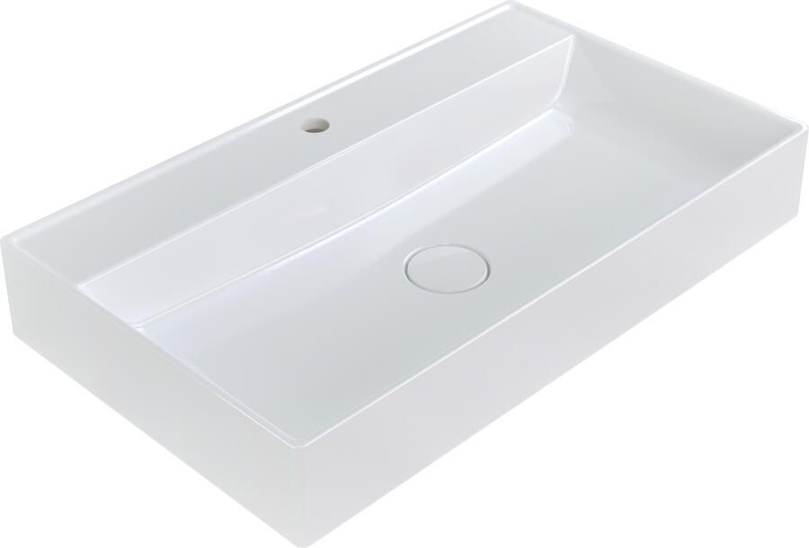 Arcqua Edge Wastafel Enkel 1 Kraangat 80x47x12 cm Glans Wit