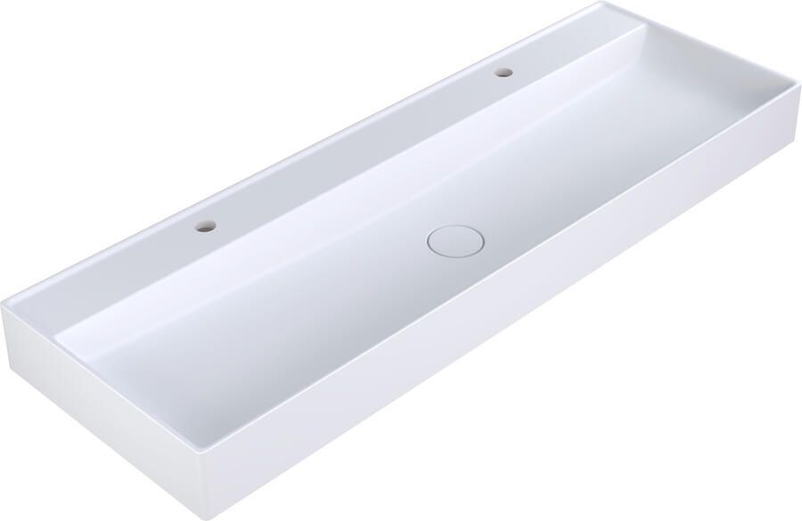 Arcqua Edge Wastafel Enkel 2 Kraangaten 120x47x12 cm Mat Wit