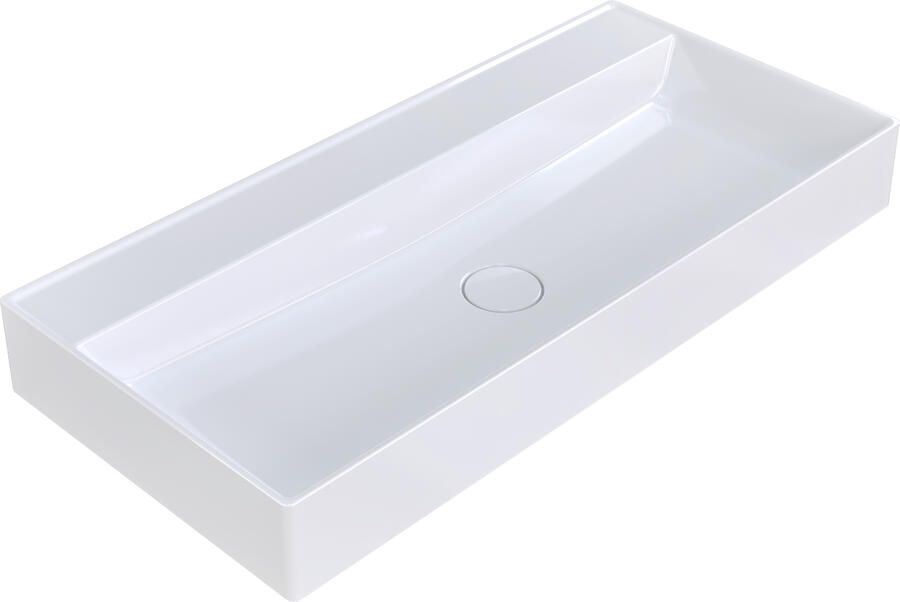 Arcqua Edge Wastafel Enkel Zonder Kraangat 100x47x12 cm Glans Wit
