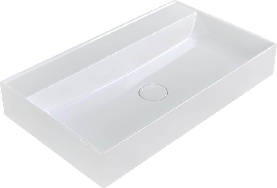 Arcqua Edge Wastafel Enkel Zonder Kraangat 80x47x12 cm Glans Wit