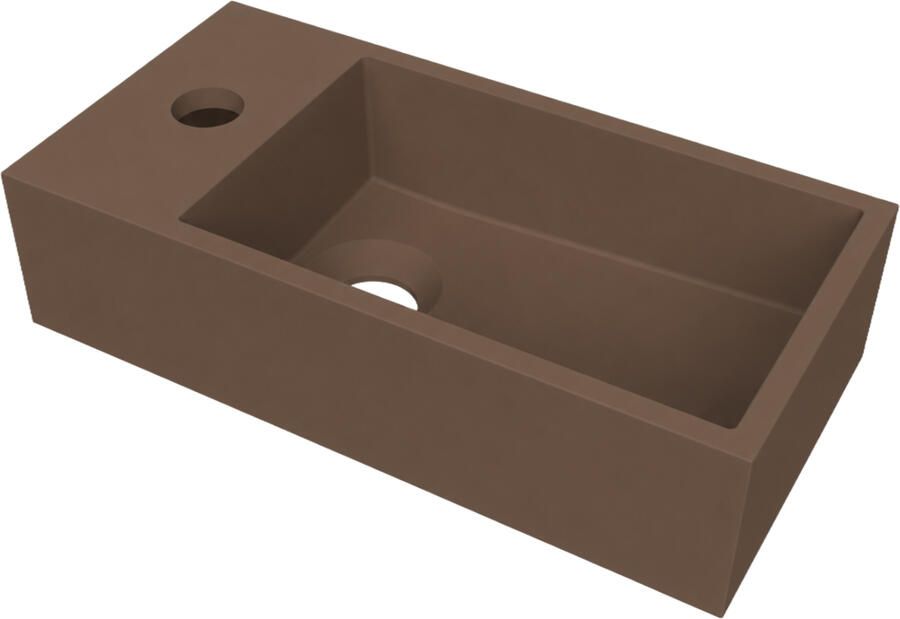 Arcqua Flair Fontein 36x18 cm Links Met Kraangat Mat Chocola
