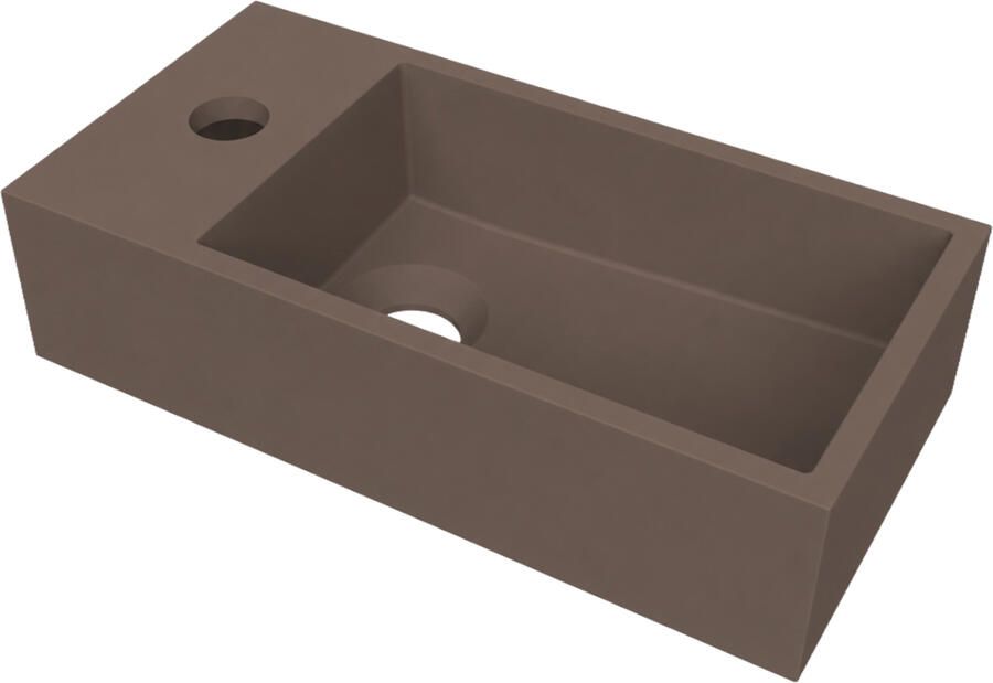 Arcqua Flair Fontein 36x18 cm Links Met Kraangat Mat Mokka