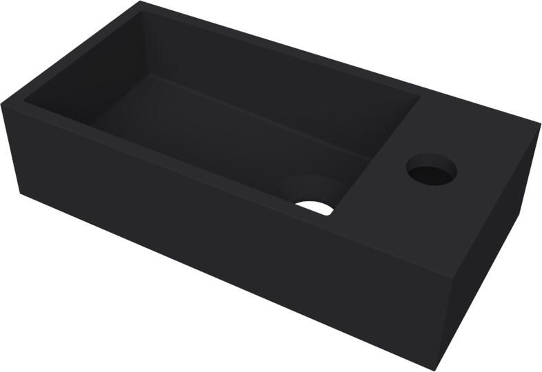 Arcqua Fontein Flair 36x18x9 cm met Kraangat Rechts Mat Zwart