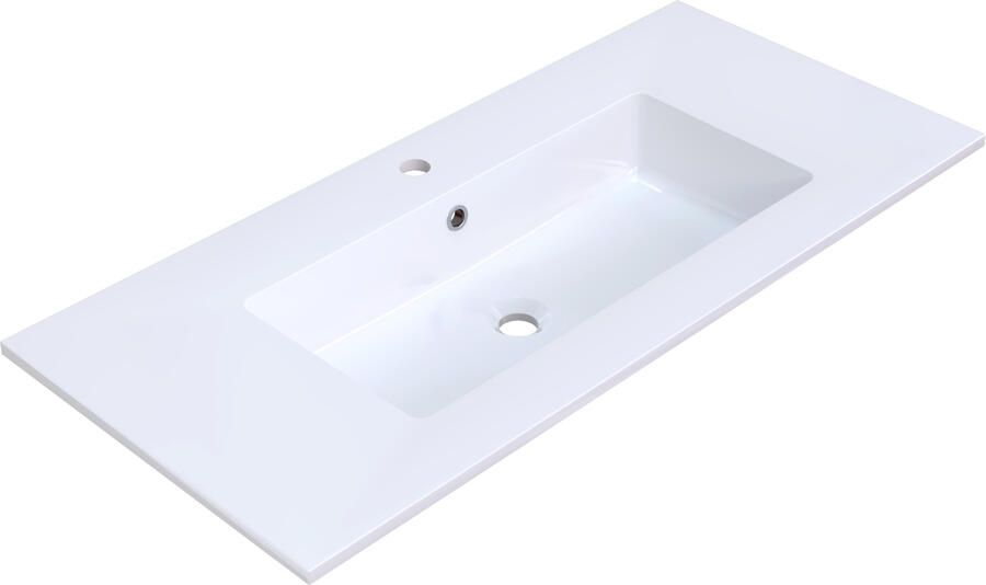 Arcqua Mira Wastafel Enkel 1 Kraangat 101x46x16 cm Glans Wit