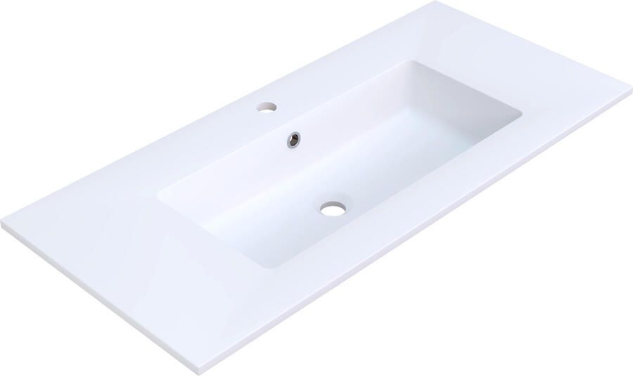 Arcqua Mira Wastafel Enkel 1 Kraangat 101x46x16 cm Mat Wit