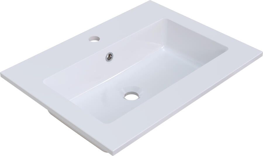Arcqua Mira Wastafel Enkel 1 Kraangat 61x46x16 cm Glans Wit