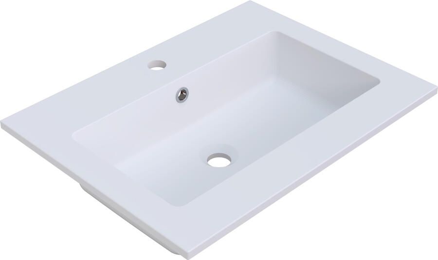 Arcqua Mira Wastafel Enkel 1 Kraangat 61x46x16 cm Mat Wit