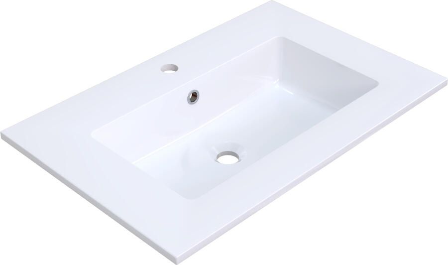 Arcqua Mira Wastafel Enkel 1 Kraangat 71x46x16 cm Glans Wit