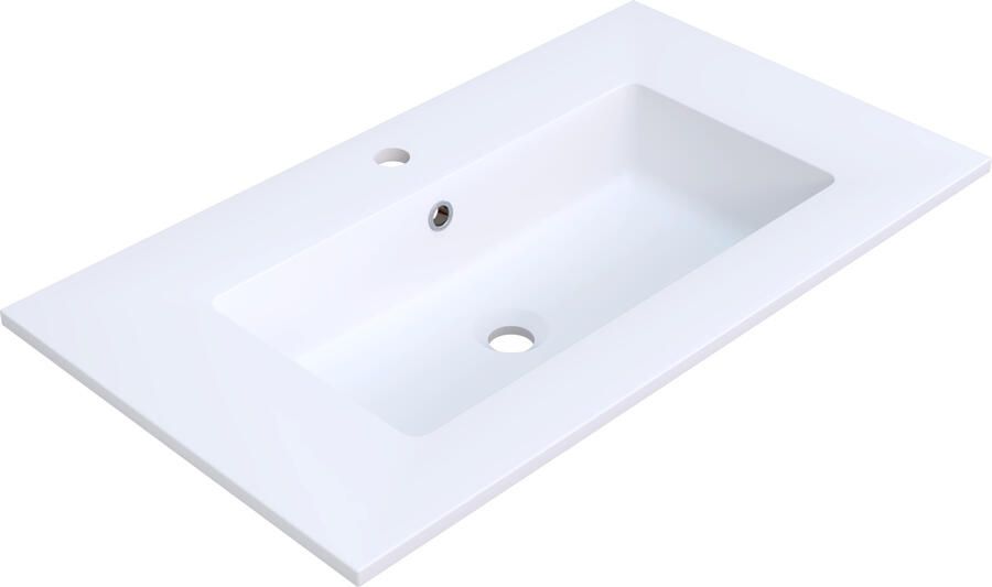 Arcqua Mira Wastafel Enkel 1 Kraangat 81x46x16 cm Mat Wit