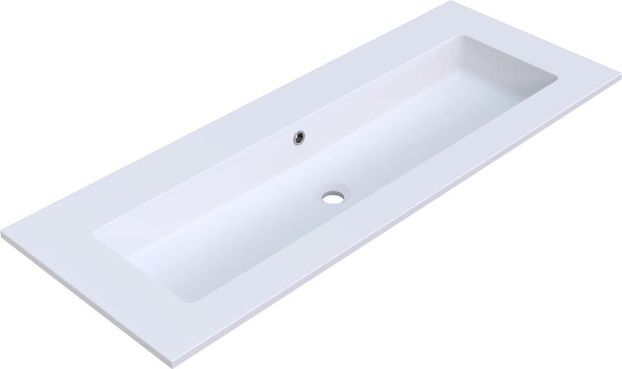 Arcqua Mira Wastafel Enkel Zonder Kraangat 121x46x16 cm Mat Wit
