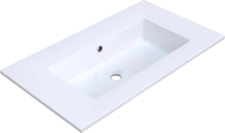 Arcqua Mira Wastafel Enkel Zonder Kraangat 81x46x16 cm Glans Wit