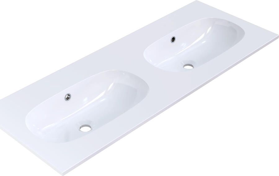 Arcqua Oval Wastafel Dubbel Zonder Kraangaten 121x46x14 2 cm Glans Wit