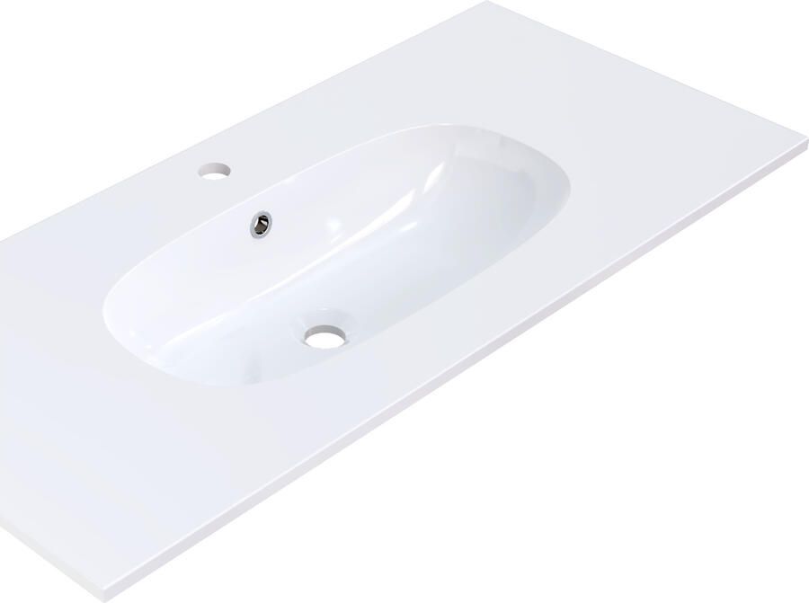 Arcqua Oval Wastafel Enkel 1 Kraangat 101x46x14 2 cm Glans Wit