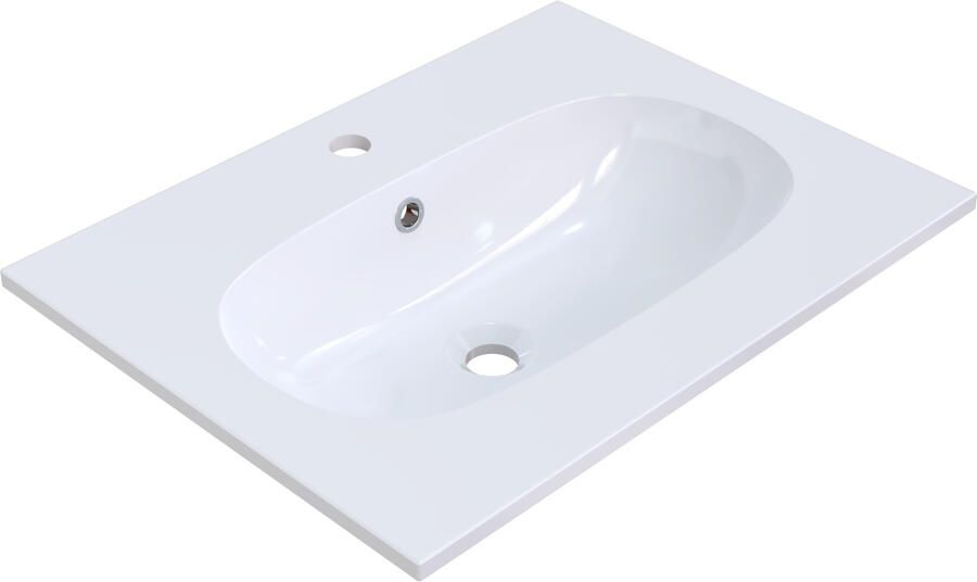Arcqua Oval Wastafel Enkel 1 Kraangat 61x46x14 2 cm Glans Wit