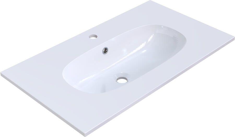 Arcqua Oval Wastafel Enkel 1 Kraangat 81x46x14 2 cm Glans Wit