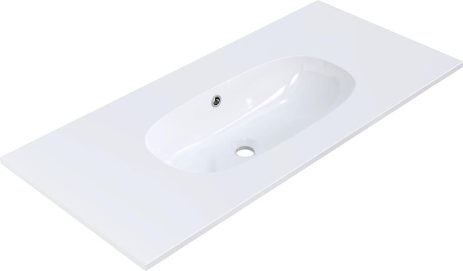 Arcqua Oval Wastafel Enkel Zonder Kraangat 101x46x14 2 cm Glans Wit