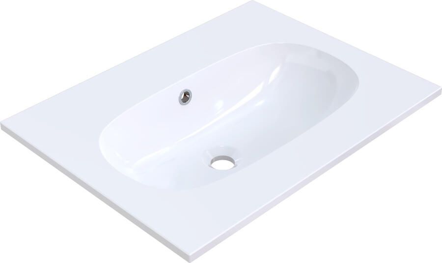 Arcqua Oval Wastafel Enkel Zonder Kraangat 61x46x14 2 cm Glans Wit