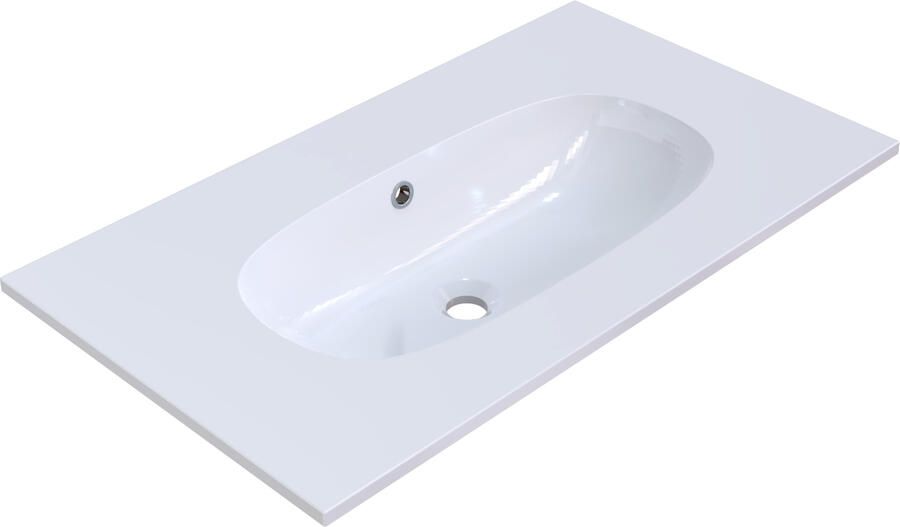 Arcqua Oval Wastafel Enkel Zonder Kraangat 81x46x14 2 cm Glans Wit