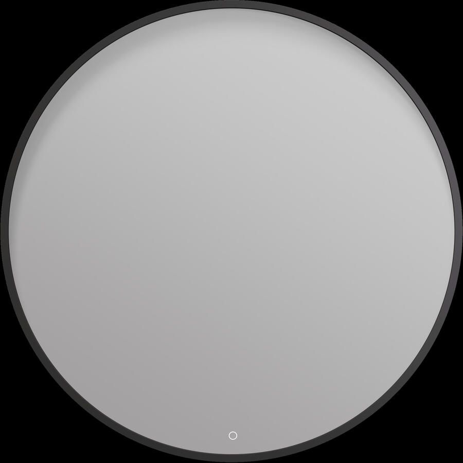 Arcqua Spiegel Framed 100 Cm Rond Mat Zwart Front LED
