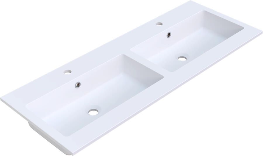 Arcqua Wastafel Mira Dubbel 2 Kraangaten 121x46x1.5 cm Mat Wit