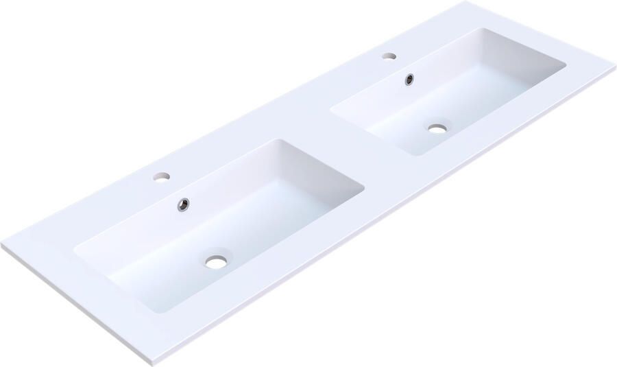 Arcqua Wastafel Mira Dubbel 2 Kraangaten 141x46x1.5 cm Mat Wit