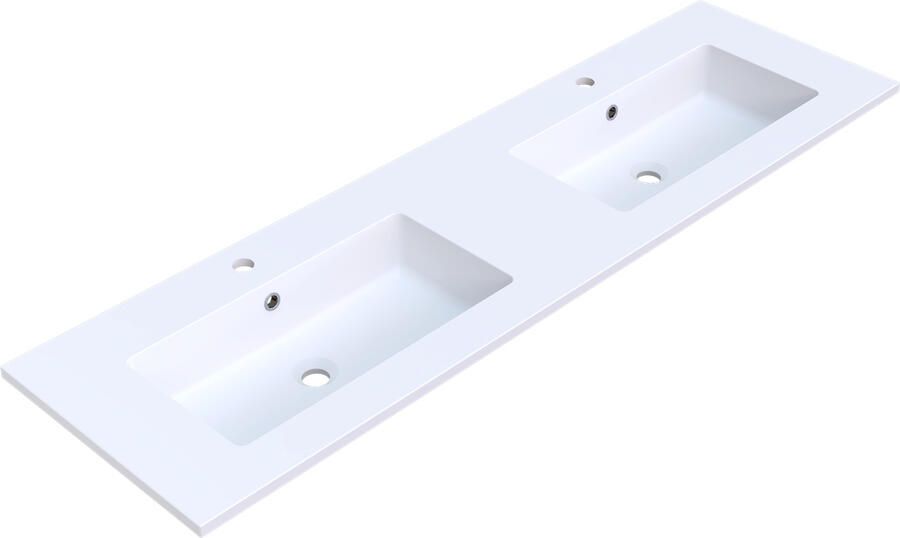 Arcqua Wastafel Mira Dubbel 2 Kraangaten 161x46x1.5 Mat Wit
