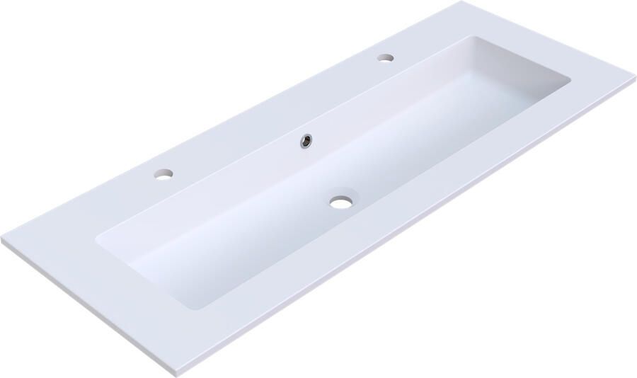 Arcqua Wastafel Mira Enkel 2 Kraangaten 121x46x1.5 cm Mat Wit
