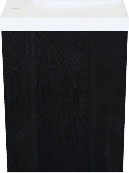 Arcqua Marble Fonteinset 40x22x54.5cm fontein glans wit met overloop oak black FNK499647