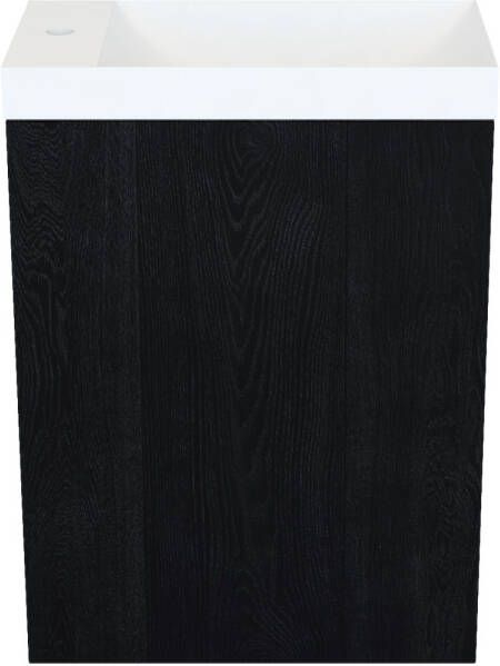 Arcqua Marble Fonteinset 40x22x54.5cm fontein mat wit met overloop oak black FNK499411