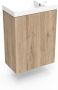 Arcqua Luna Fonteinset 54.3x39.7x21.8cm Canyon Oak met marble fontein met overloop glans wit FNK417531 - Thumbnail 1