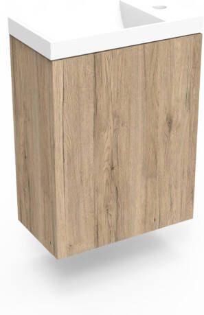 Arcqua Fonteinkast Canyon Oak Luna 40x55x28 cm Incl. Fontein Mat Wit Zonder Overloop