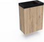 Arcqua Luna Fonteinset 54.3x39.7x21.8cm Canyon Oak met marble fontein zonder overloop mat zwart FNK419559 - Thumbnail 1