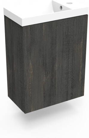 Arcqua Fonteinkast Dark Oak Luna 40x55x28 cm Incl. Fontein Glans Wit Met Overloop