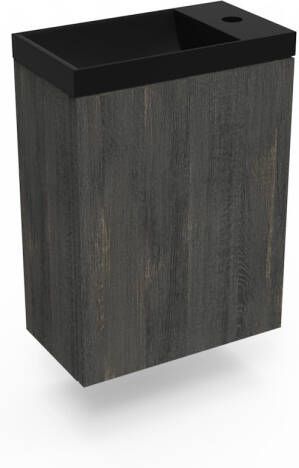 Arcqua Fonteinkast Dark Oak Luna 40x55x28 cm Incl. Fontein Mat Zwart Zonder Overloop