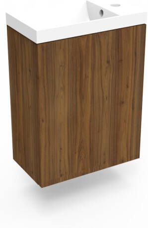 Arcqua Fonteinkast Maddison Oak Luna 40x55x28 cm Incl. Fontein Glans Wit Met Overloop