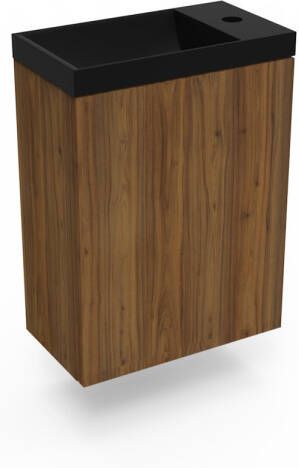 Arcqua Fonteinkast Maddison Oak Luna 40x55x28 cm Incl. Fontein Mat Zwart Zonder Overloop