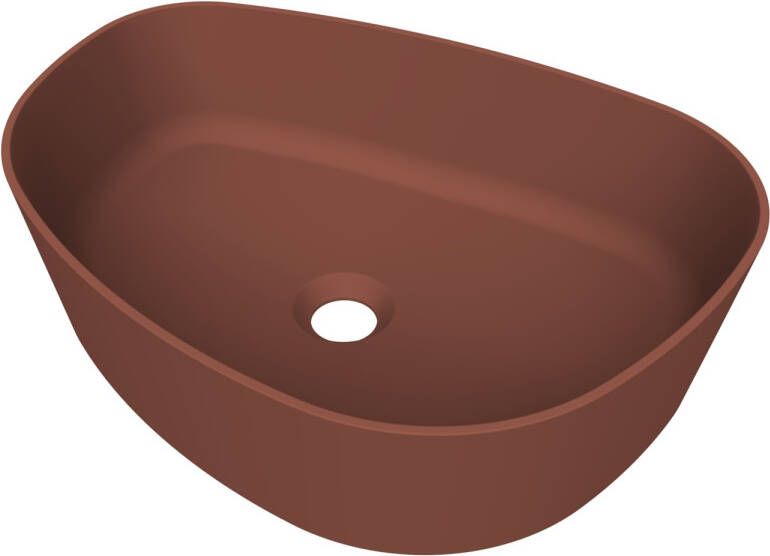 Arcqua Rocker waskom opbouw organisch rechts 50x37cm mat terracotta WAS755635